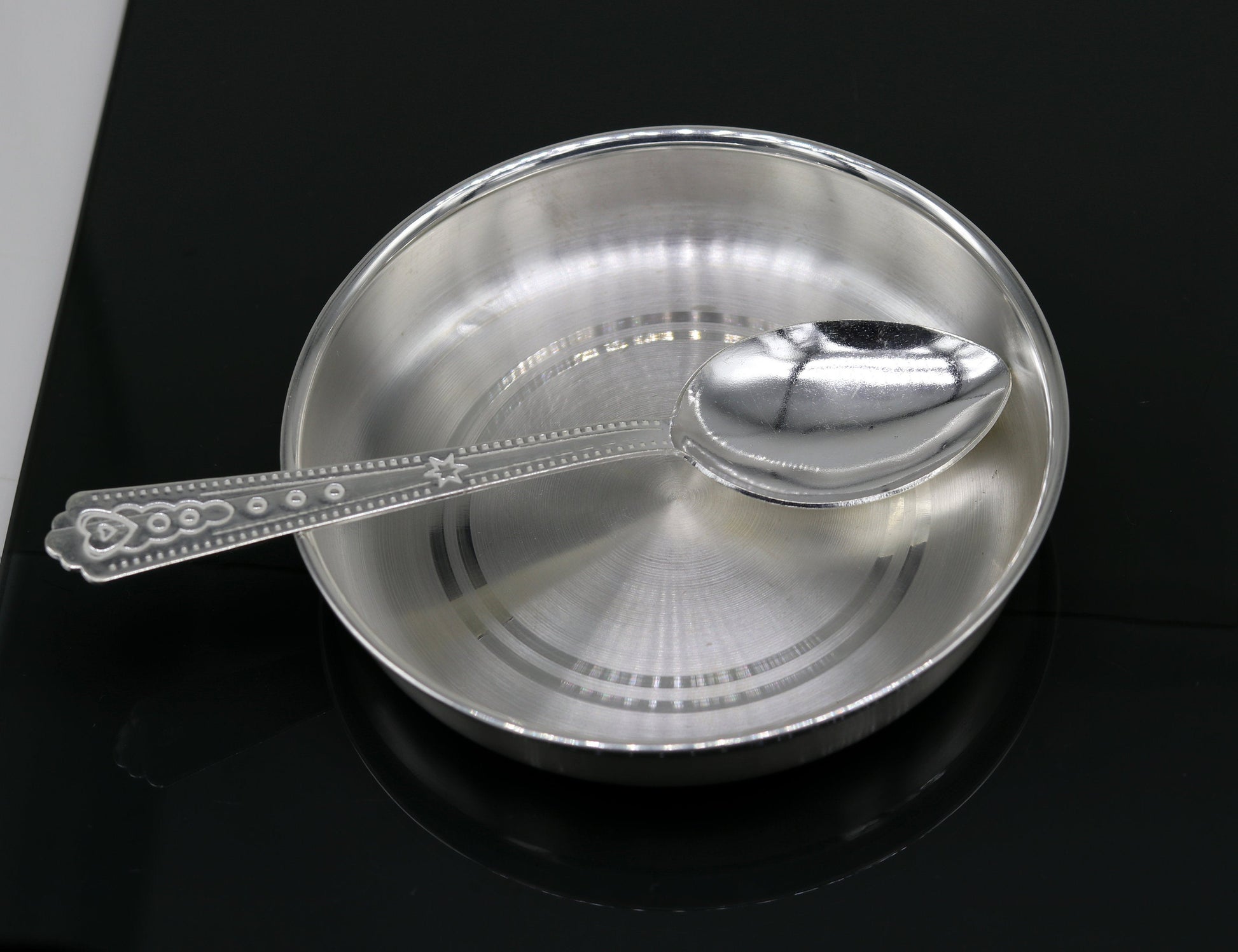 999 Fine silver handmade silver vessels, silver utensils, silver baby plate,tray silver art, silver kitchen accessories, baby feeding sv49 - TRIBAL ORNAMENTS