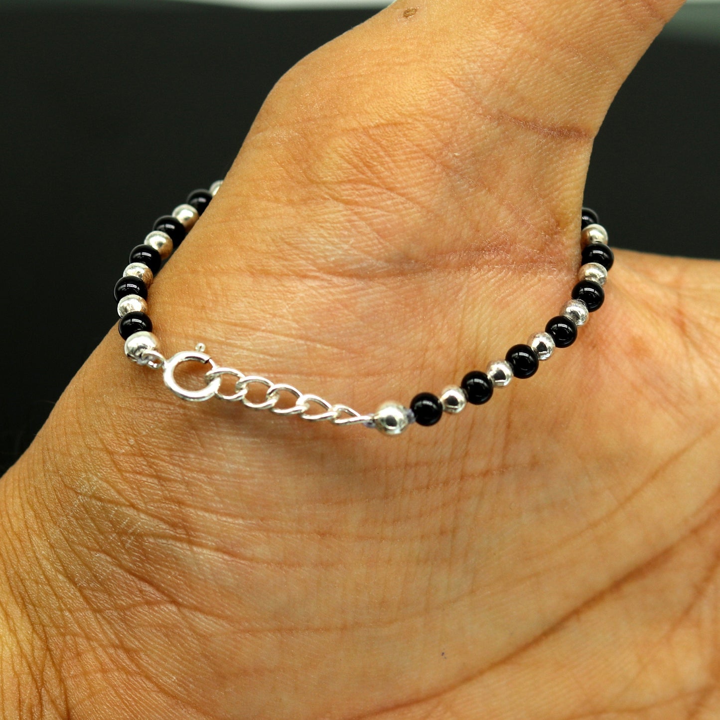 925 sterling silver handmade baby necklace pendant set with gorgeous adjustable black beads bracelet and 3 little pendants jewelry babyset1 - TRIBAL ORNAMENTS