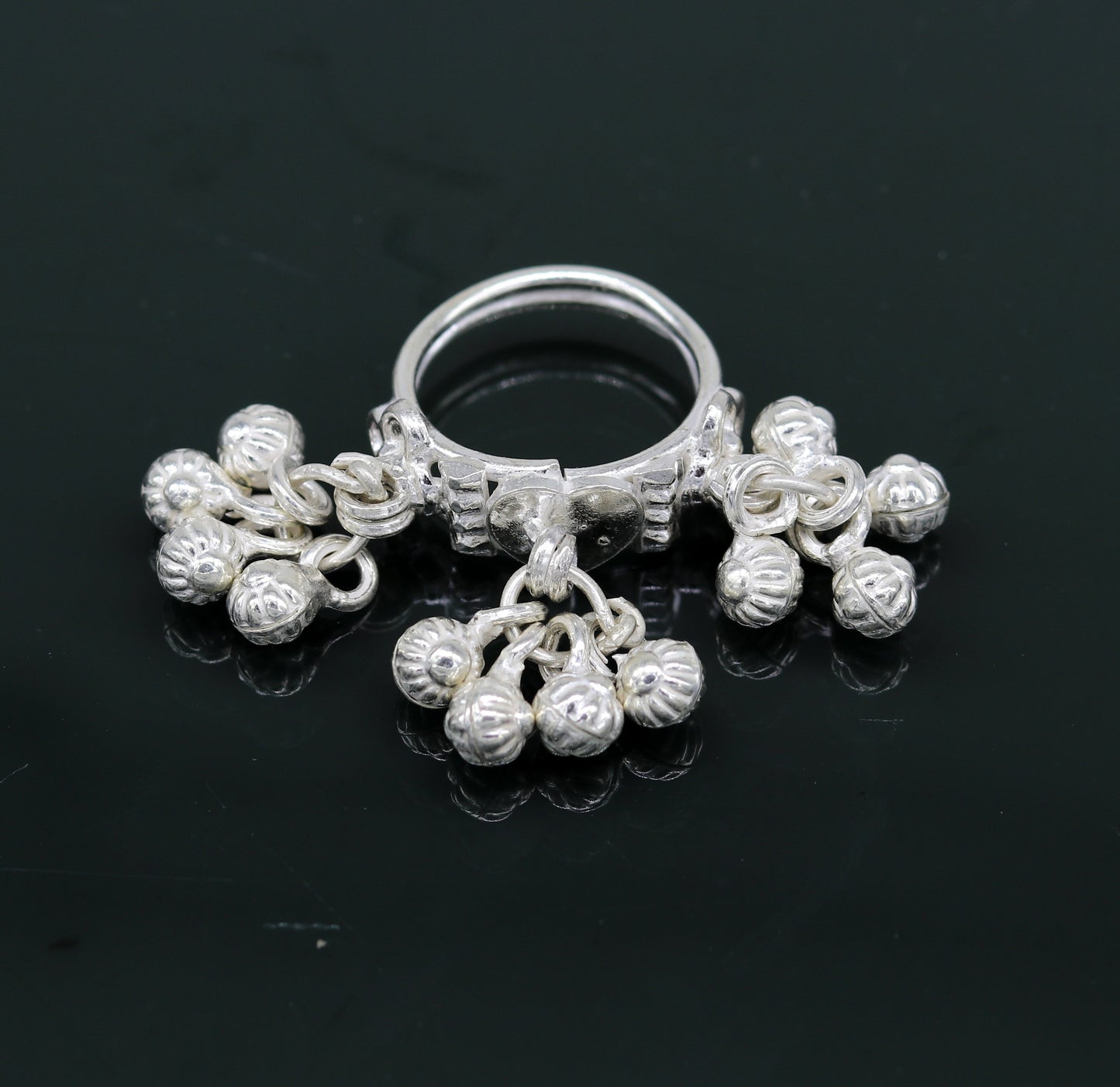 Vintage design Sterling silver handmade charm ring excellent customized noisy bells drops personalized girls women's jewelry sr259 - TRIBAL ORNAMENTS