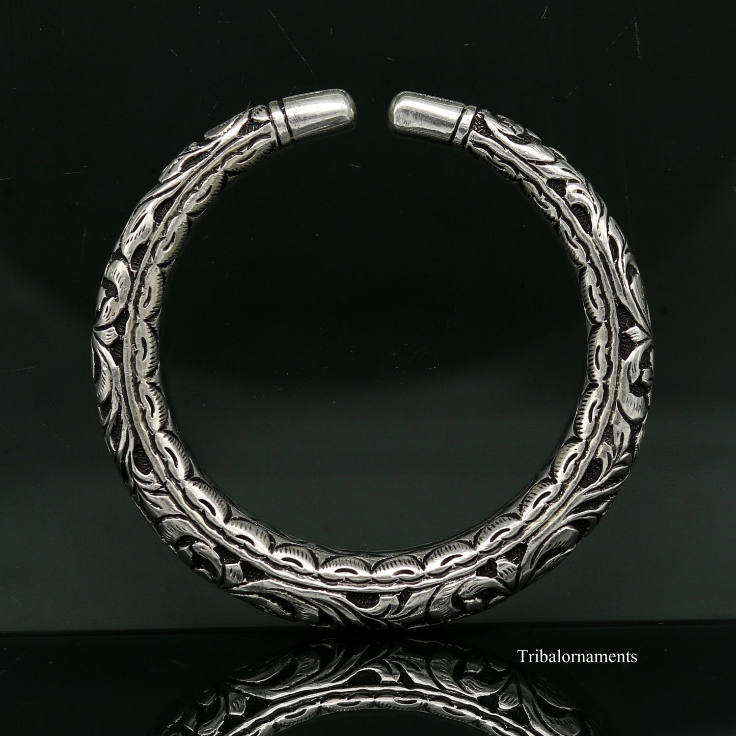 925 Sterling silver handcrafted chitai work customized oxidized stylish vintage design excellent bangle bracelet kada tribal jewelry nsk275 - TRIBAL ORNAMENTS