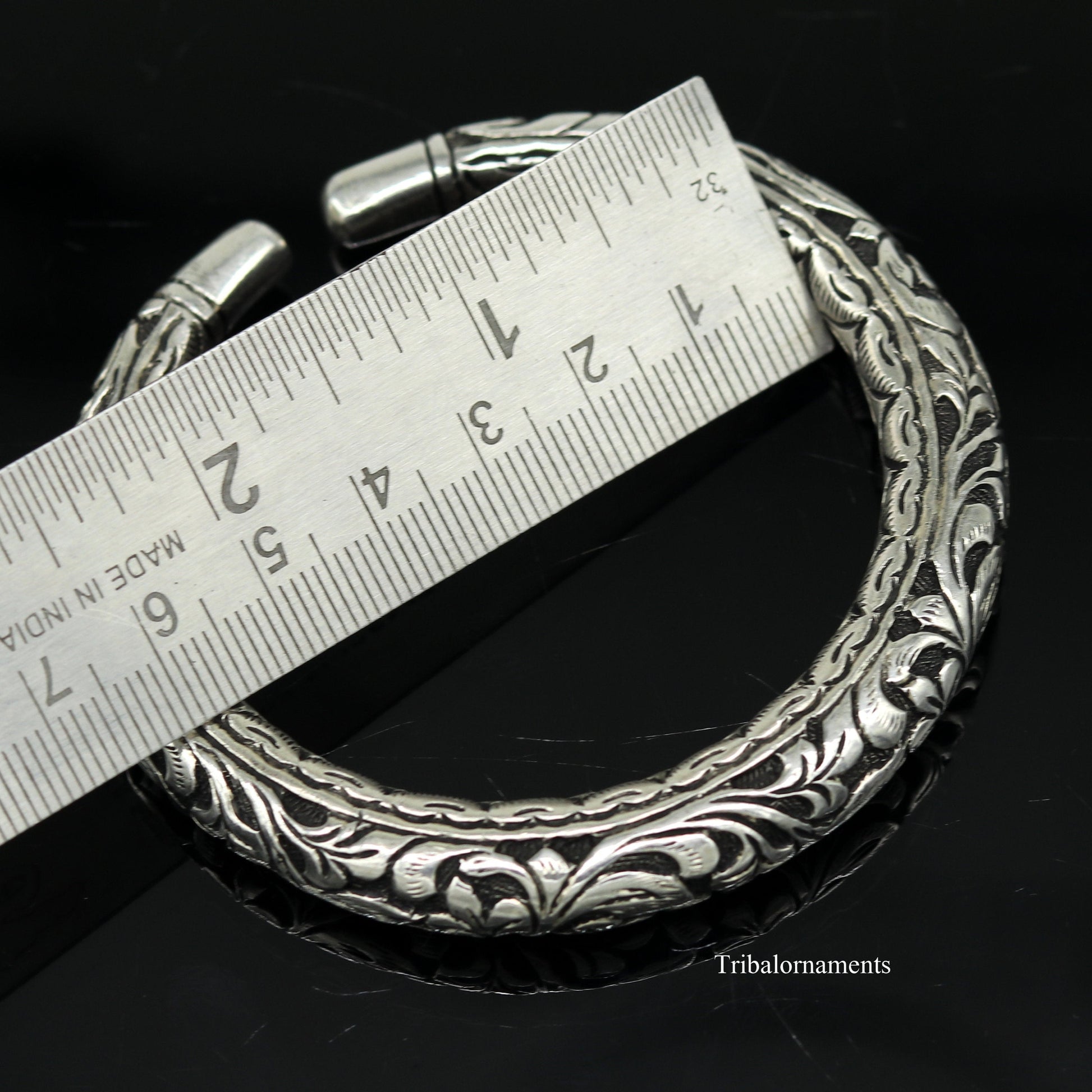 925 Sterling silver handcrafted chitai work customized oxidized stylish vintage design excellent bangle bracelet kada tribal jewelry nsk275 - TRIBAL ORNAMENTS
