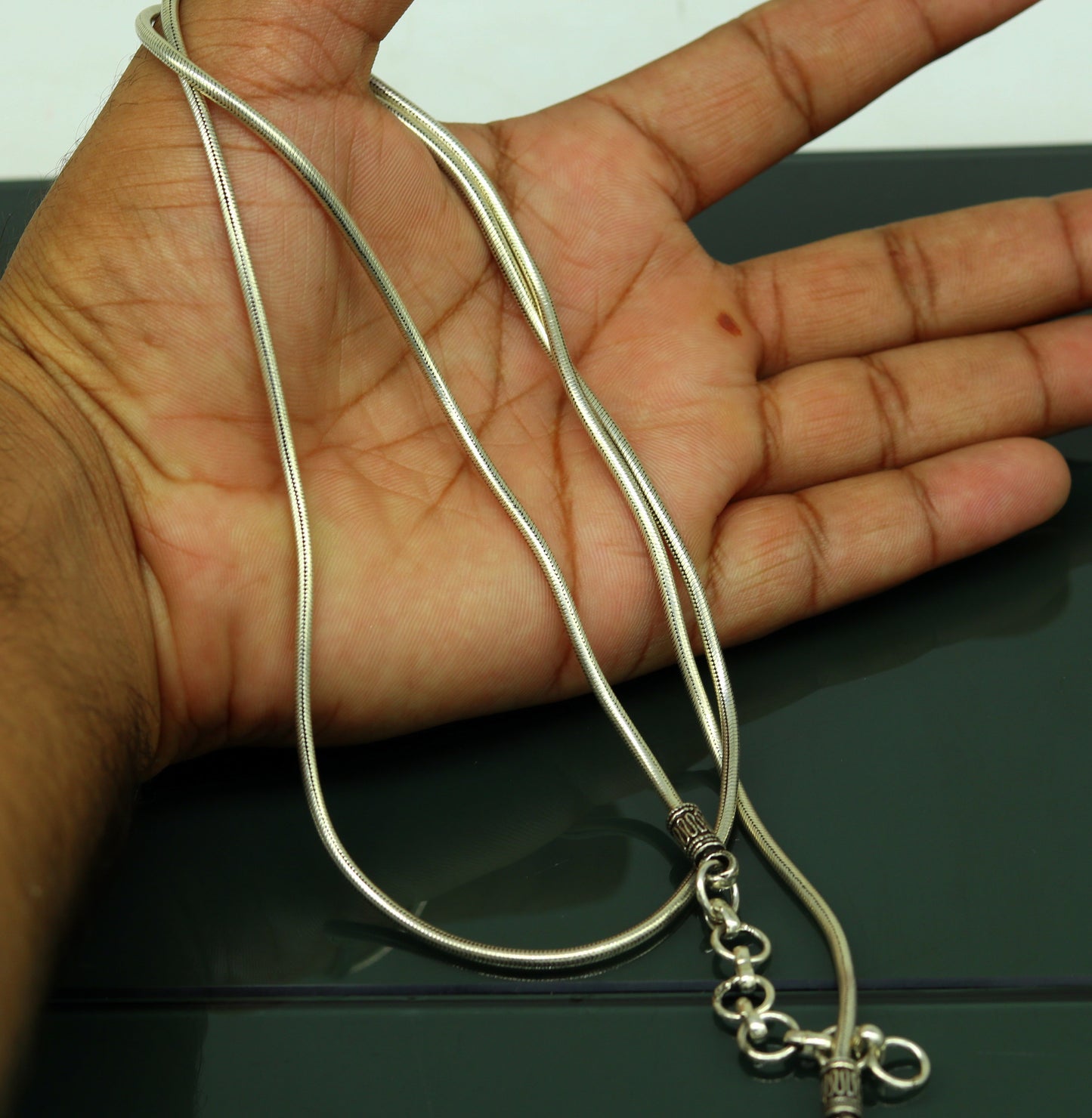 30" to 32" 925 sterling silver handmade vintage design customized snake chain belly chain waist chain, sari chain, wedding jewelry wch06 - TRIBAL ORNAMENTS