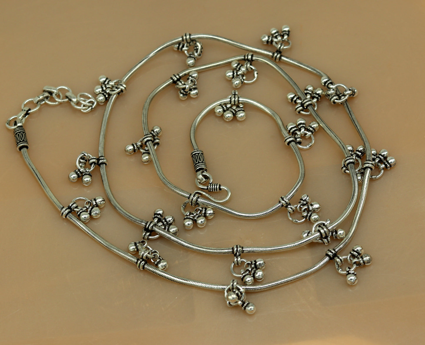 34.5" to 36.5" 925 sterling silver handmade vintage design customized snake chain belly chain waist chain, sari chain, wedding jewelry wch07 - TRIBAL ORNAMENTS