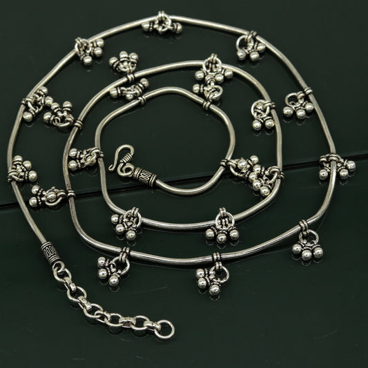 34.5" to 36.5" 925 sterling silver handmade vintage design customized snake chain belly chain waist chain, sari chain, wedding jewelry wch07 - TRIBAL ORNAMENTS