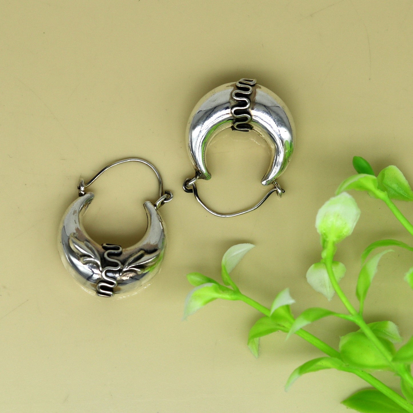 925 sterling Handmade silver jewelry, fabulous vintage stylish customized hoops earrings bali tribal ethnic personalized jewelry ske3 - TRIBAL ORNAMENTS