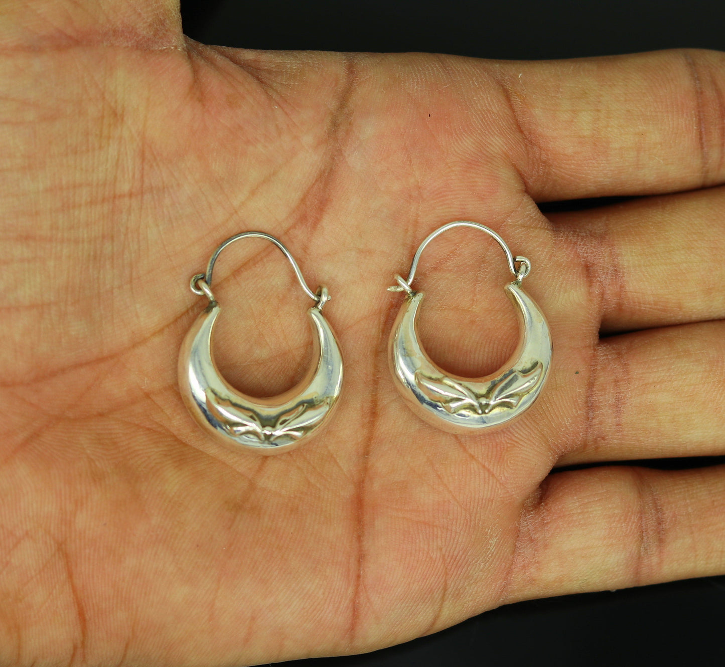 925 sterling silver handmade pretty attractive hoops stud earring bali, excellent customized stylish belly dance personalized gift ske7 - TRIBAL ORNAMENTS