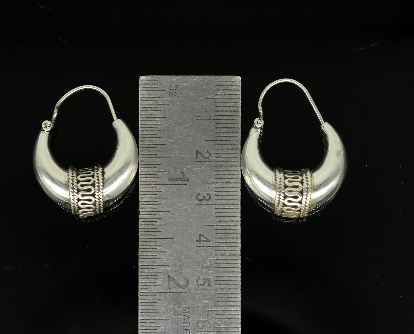 925 sterling silver handmade hoops stud earring bali, excellent customized stylish belly dance personalized gift tribal ethnic jewelry ske10 - TRIBAL ORNAMENTS