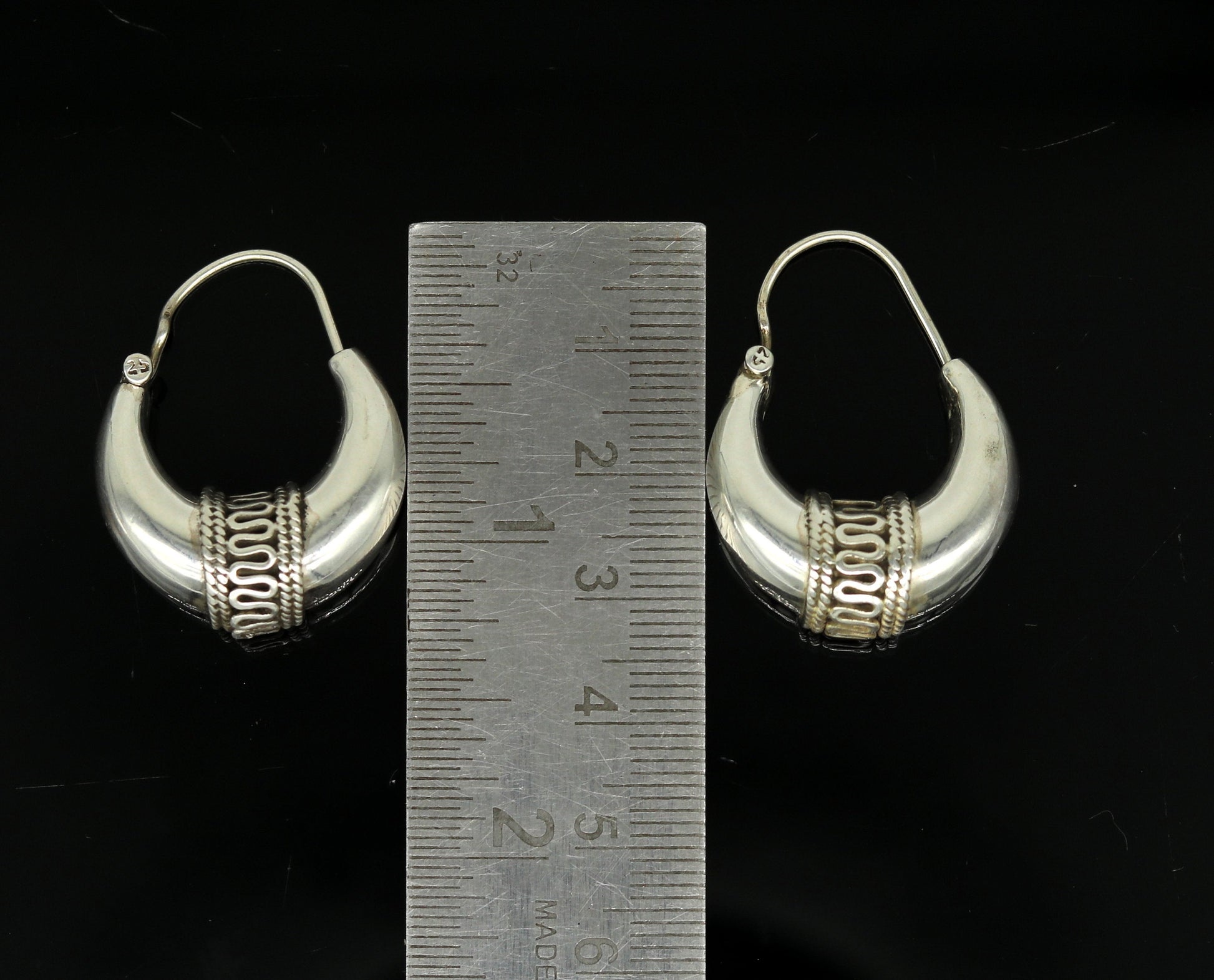 925 sterling silver handmade hoops stud earring bali, excellent customized stylish belly dance personalized gift tribal ethnic jewelry ske10 - TRIBAL ORNAMENTS