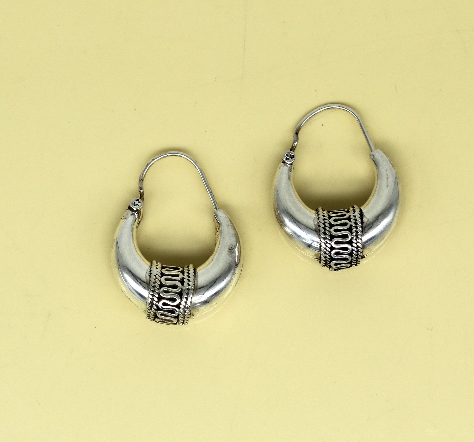 925 sterling silver handmade hoops stud earring bali, excellent customized stylish belly dance personalized gift tribal ethnic jewelry ske10 - TRIBAL ORNAMENTS