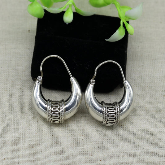 925 sterling silver handmade hoops stud earring bali, excellent customized stylish belly dance personalized gift tribal ethnic jewelry ske10 - TRIBAL ORNAMENTS
