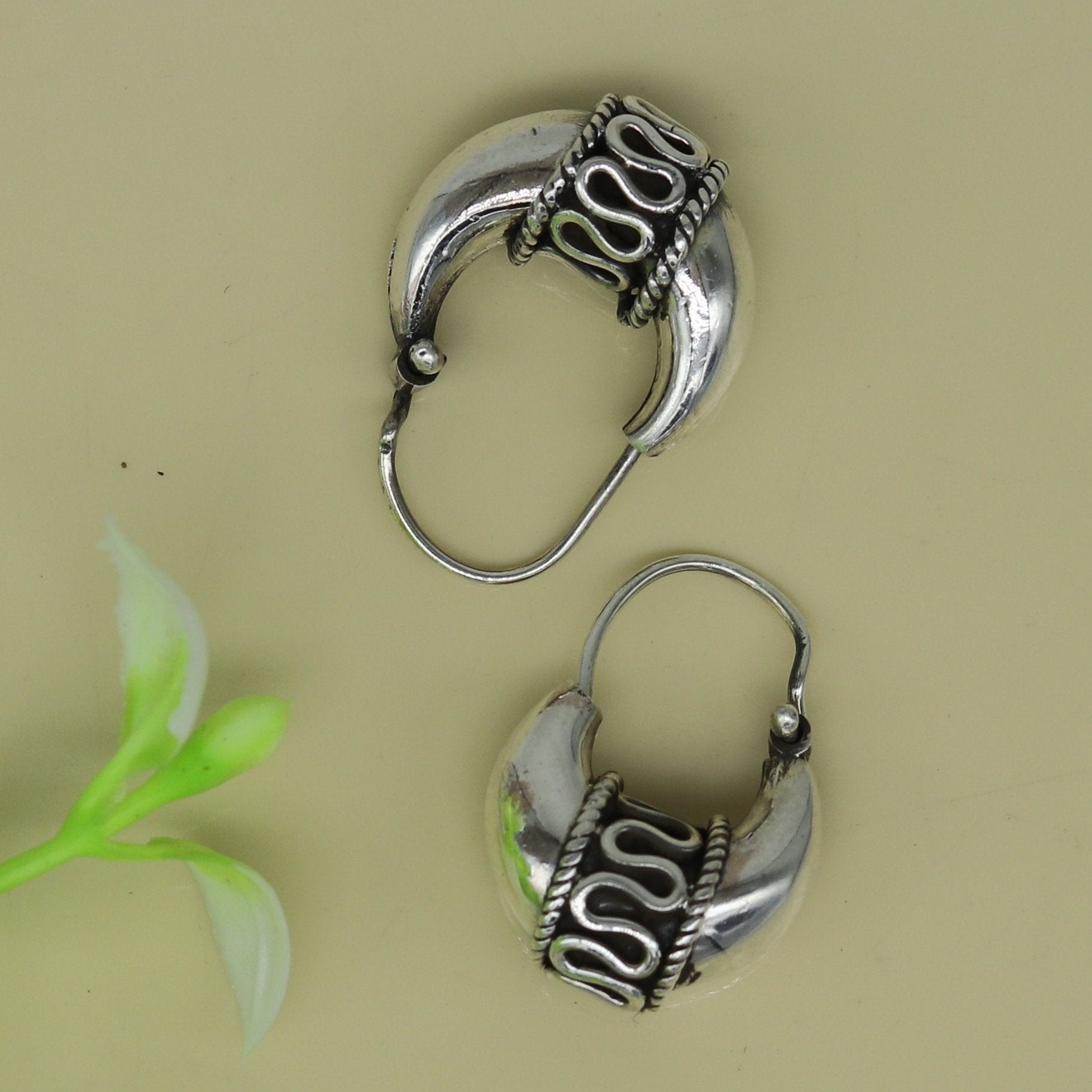 925 sterling silver handmade hoops stud earring bali, excellent customized stylish belly dance personalized gift tribal ethnic jewelry ske15 - TRIBAL ORNAMENTS