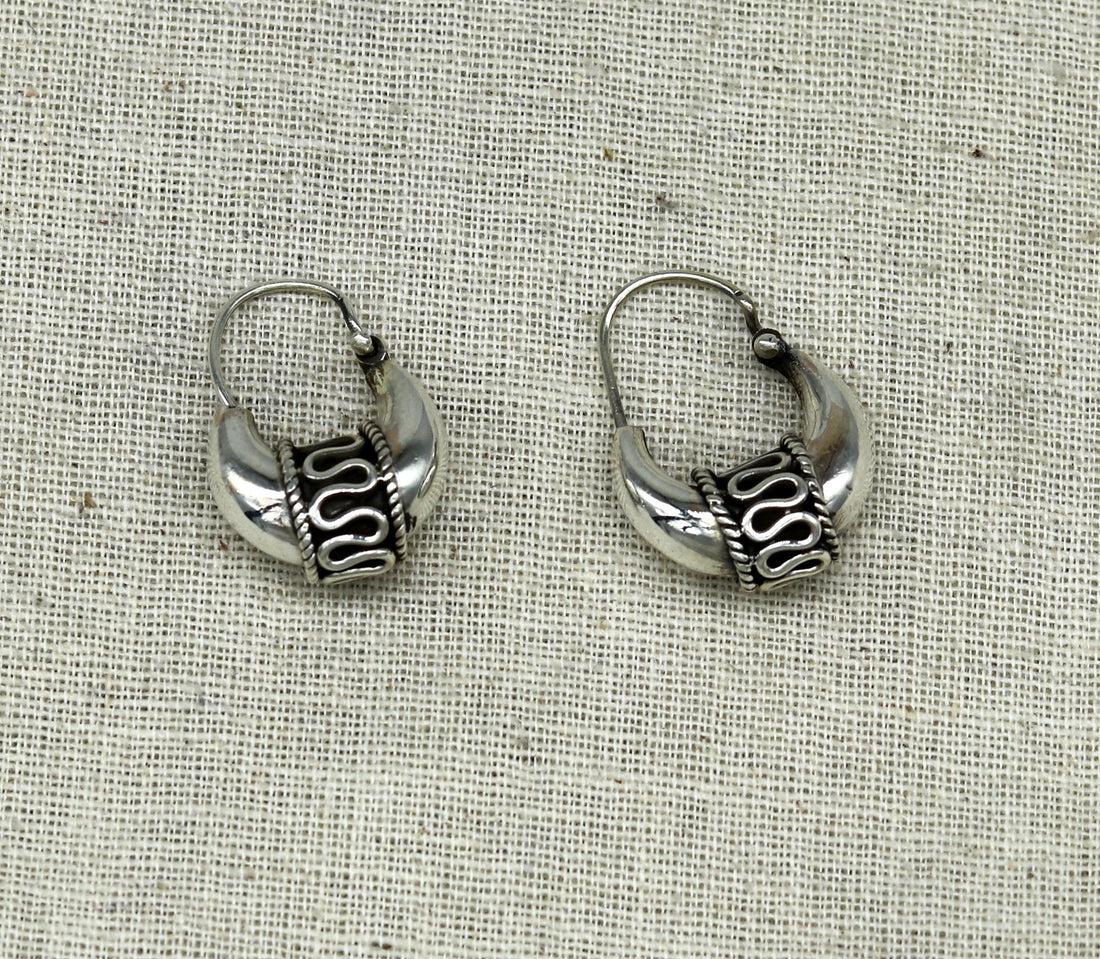 925 sterling silver handmade hoops stud earring bali, excellent customized stylish belly dance personalized gift tribal ethnic jewelry ske15 - TRIBAL ORNAMENTS