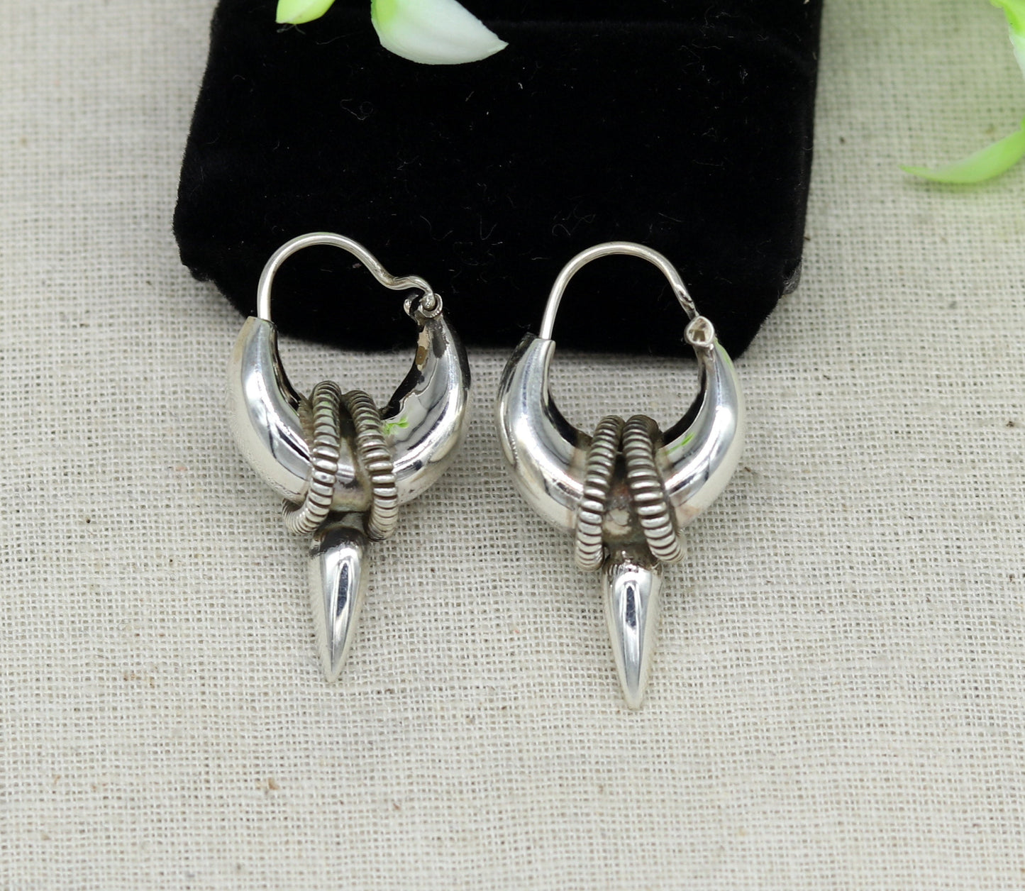 925 sterling silver handmade vintage antique design hoops earring bali, elegant customized earring gift tribal ethnic jewelry ske12 - TRIBAL ORNAMENTS