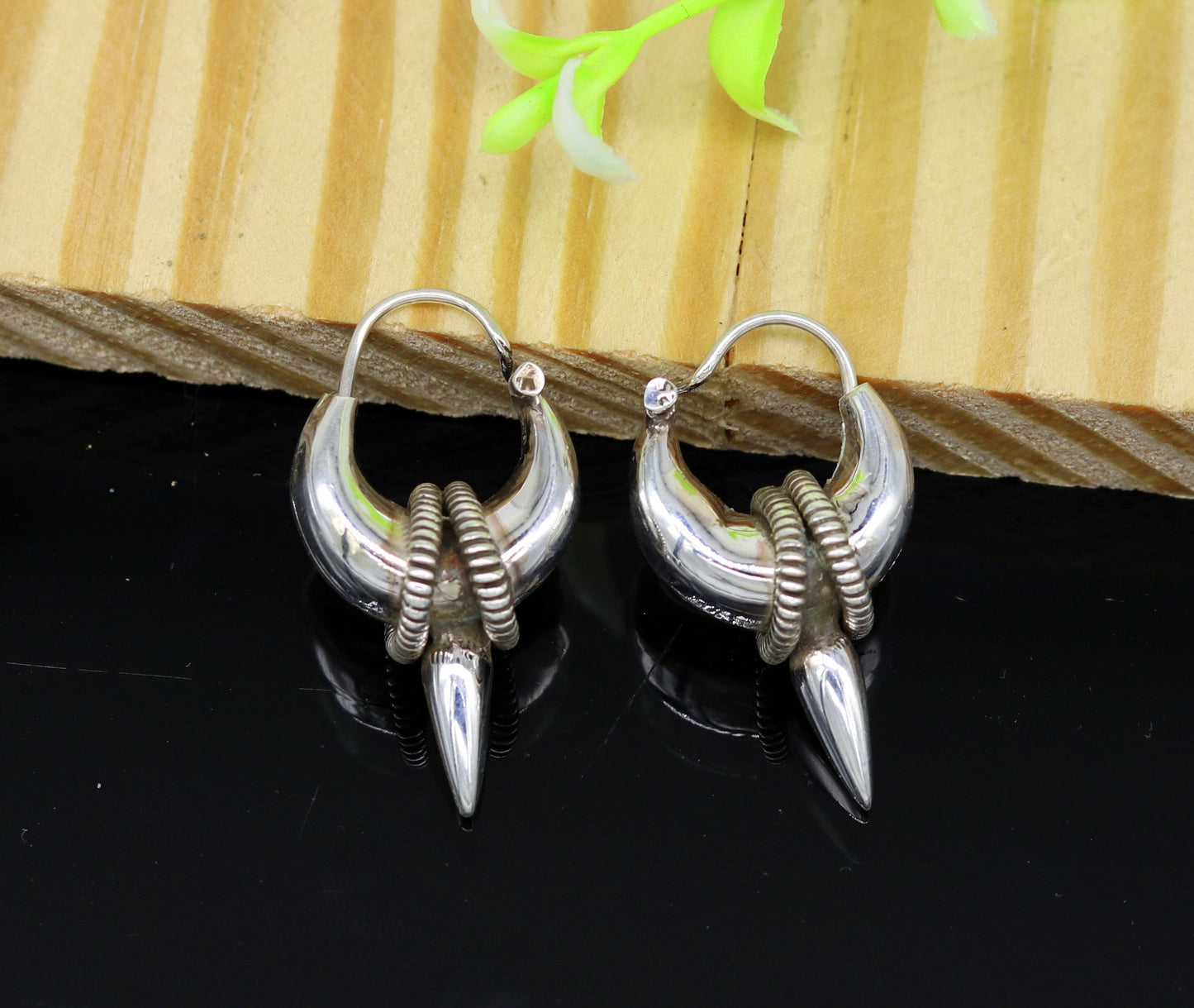 925 sterling silver handmade vintage antique design hoops earring bali, elegant customized earring gift tribal ethnic jewelry ske12 - TRIBAL ORNAMENTS