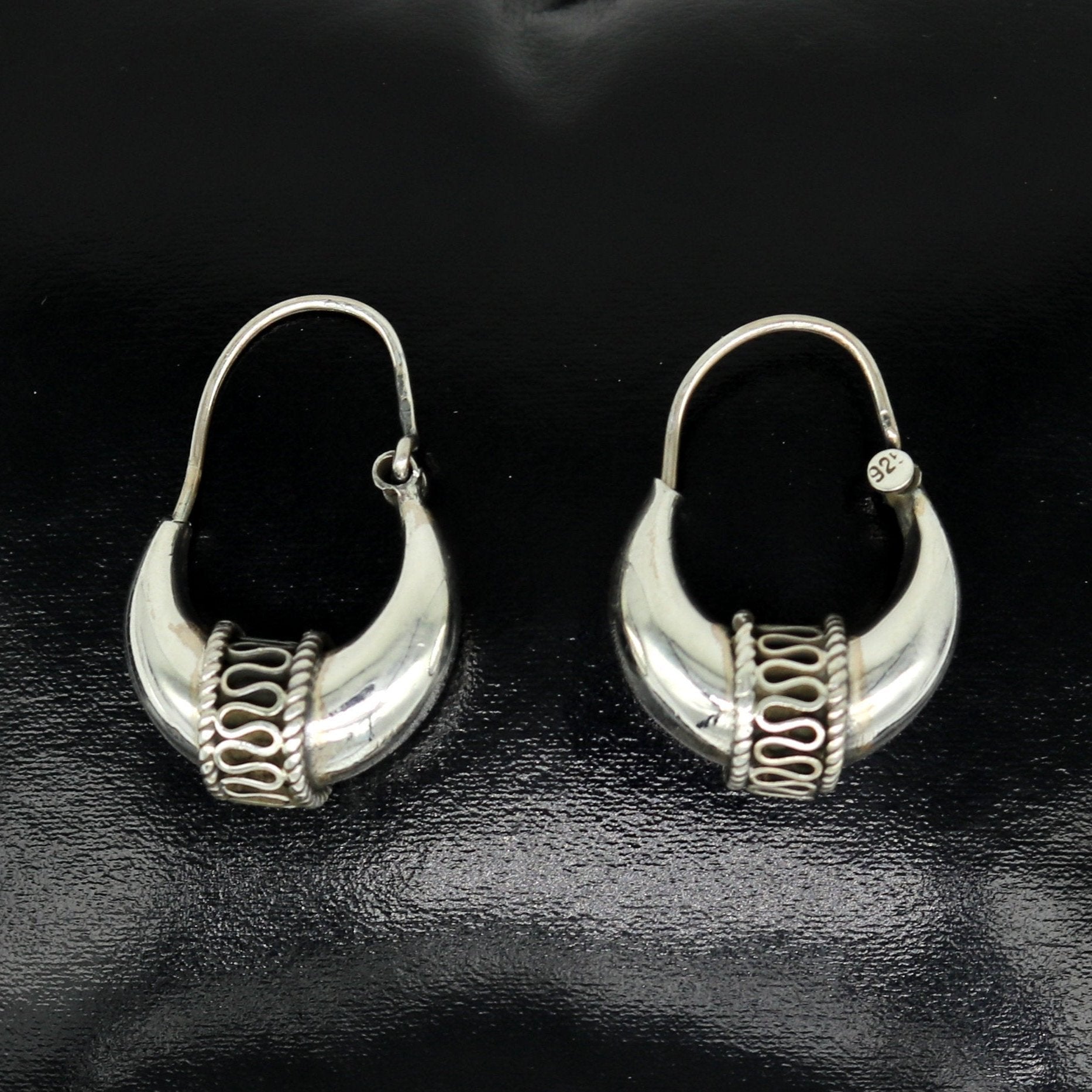 925 sterling silver handmade vintage antique design amazing design hoops earring bali, customized earring gift tribal ethnic jewelry ske2 - TRIBAL ORNAMENTS