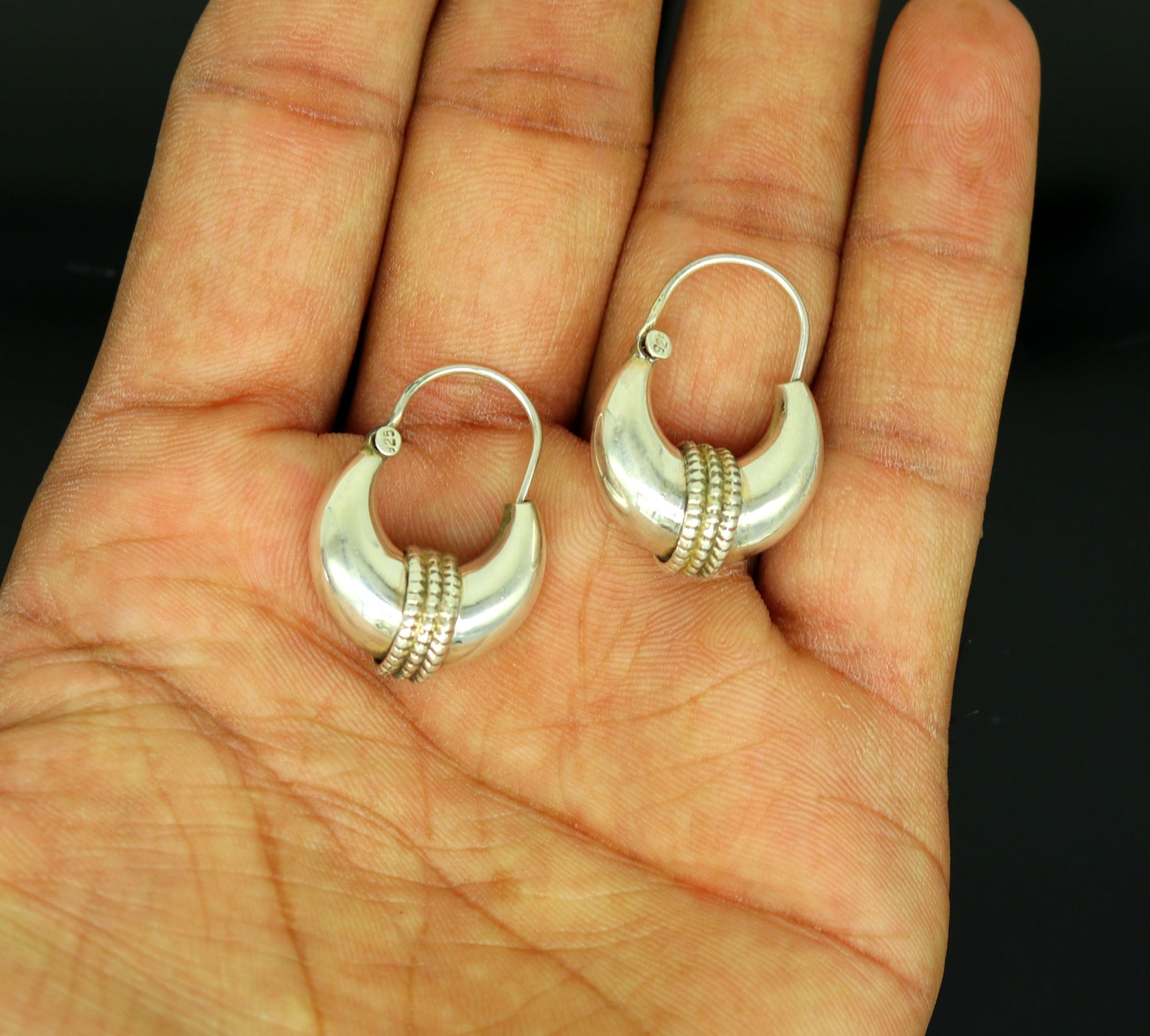 925 sterling silver handmade vintage antique design amazing design hoops earring bali, customized earring gift tribal ethnic jewelry ske13 - TRIBAL ORNAMENTS