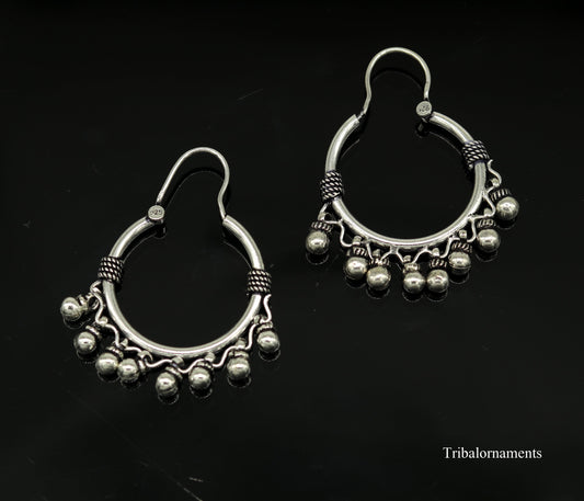 925 sterling silver handmade gorgeous hoops earring with fabulous hanging drops,excellent customized earring tribal belly dance jewelry s857 - TRIBAL ORNAMENTS