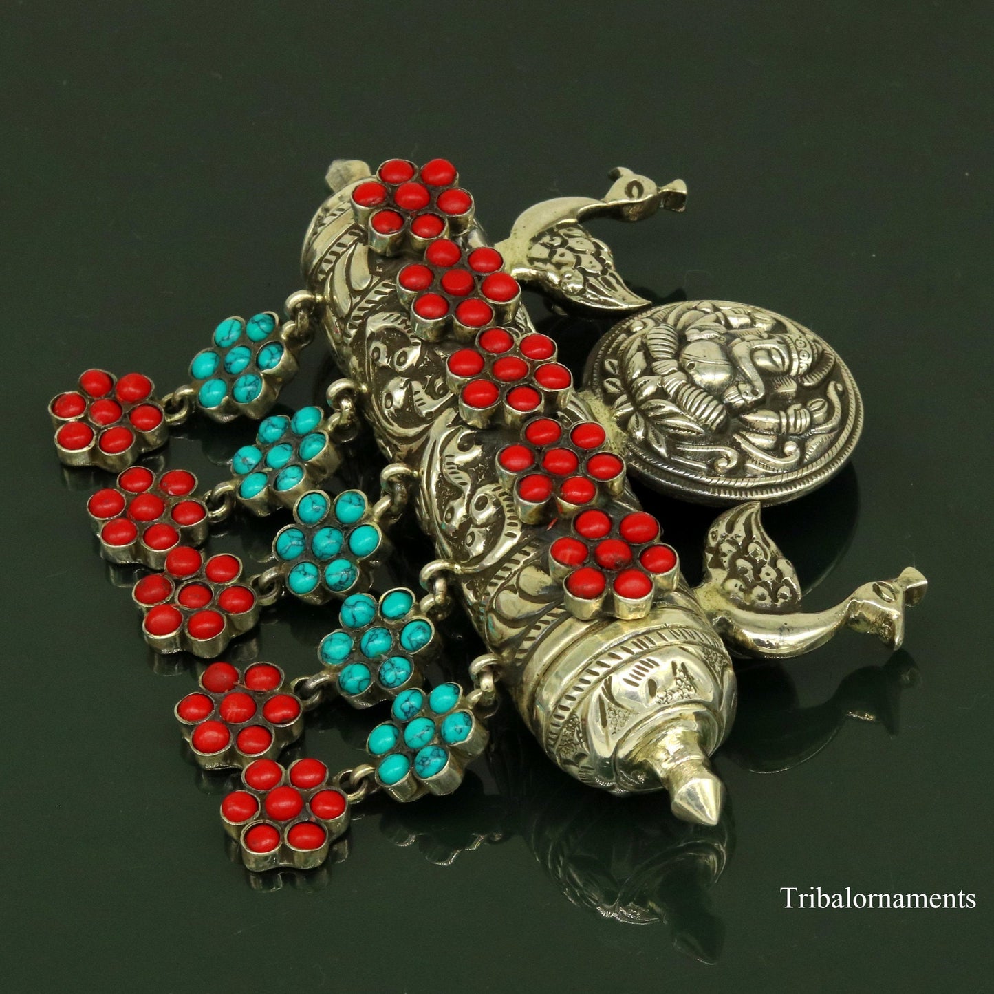 925 sterling silver handmade chitai work amulet pendant, box pendant, pendant customized stylish idol Ganesha charm jewelry  nsp383 - TRIBAL ORNAMENTS