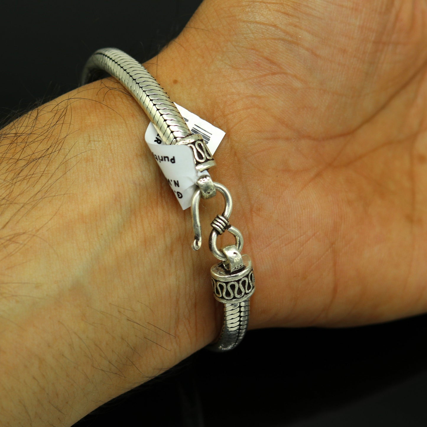 8.2" long 925 sterling silver handmade solid customized vintage design snake chain bracelet unisex personalized gift tribal jewelry nsbr33 - TRIBAL ORNAMENTS