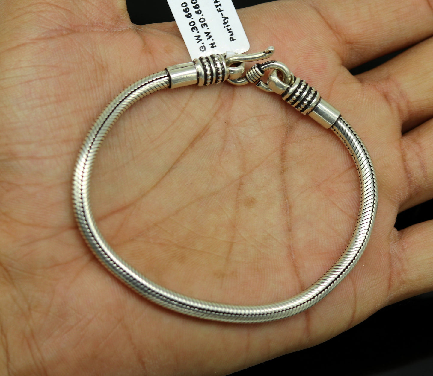 8.5" long handmade 925 sterling silver gorgeous customized vintage design snake chain bracelet unisex personalized gifting jewelry nsbr28 - TRIBAL ORNAMENTS