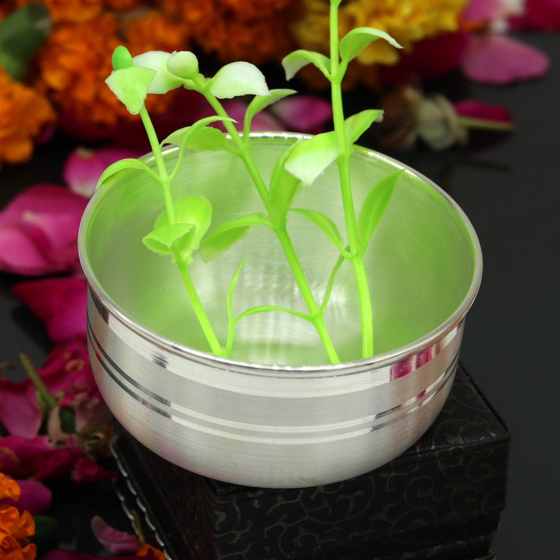 999 pure sterling silver handmade solid silver bowl kitchen utensils, vessels, silver has antibacterial properties, keep stay healthy sv55 - TRIBAL ORNAMENTS