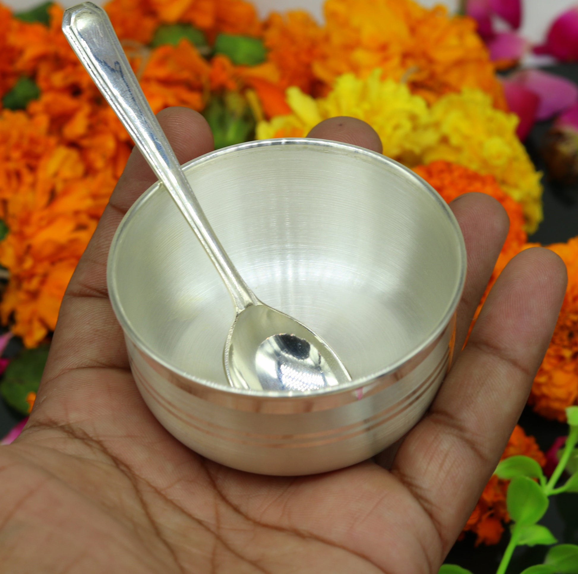 999 pure sterling silver handmade solid silver bowl kitchen utensils, vessels, silver has antibacterial properties, keep stay healthy sv56 - TRIBAL ORNAMENTS