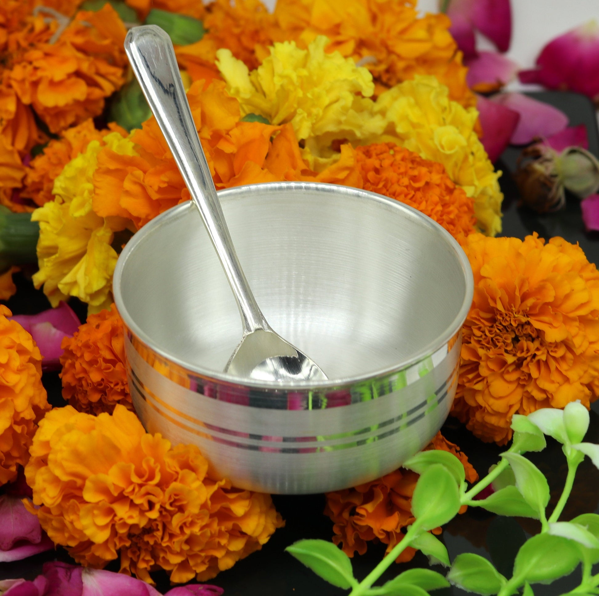 999 pure sterling silver handmade solid silver bowl kitchen utensils, vessels, silver has antibacterial properties, keep stay healthy sv56 - TRIBAL ORNAMENTS