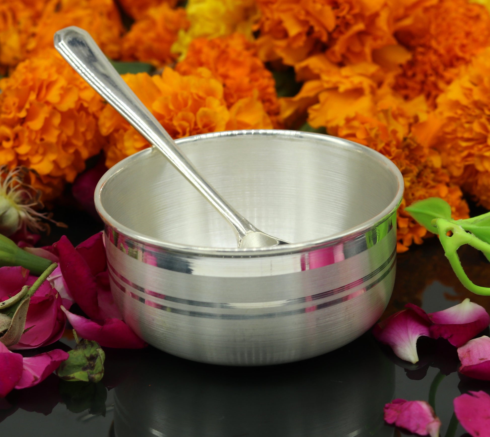 999 pure sterling silver handmade solid silver bowl kitchen utensils, vessels, silver has antibacterial properties, keep stay healthy sv56 - TRIBAL ORNAMENTS