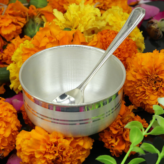 999 pure sterling silver handmade solid silver bowl kitchen utensils, vessels, silver has antibacterial properties, keep stay healthy sv56 - TRIBAL ORNAMENTS