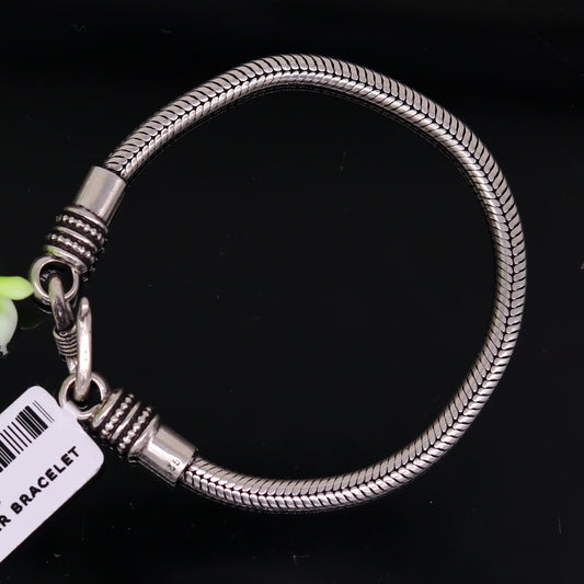925 sterling silver handmade excellent vintage customized design foxtail chain flexible bangle bracelet 7" gifting tribal jewelry nsbr196 - TRIBAL ORNAMENTS