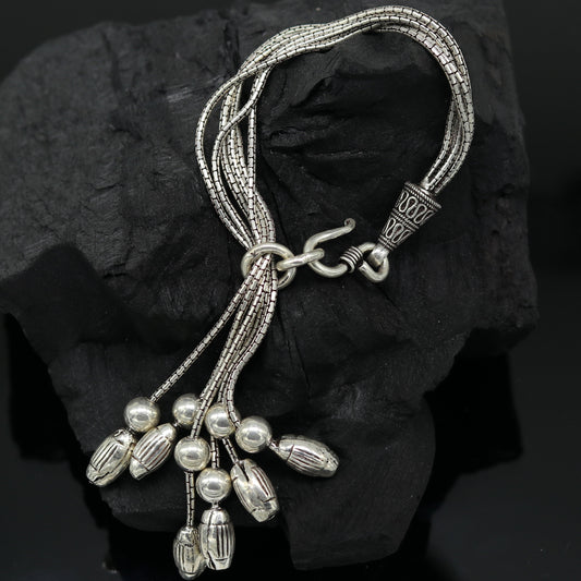 925 sterling silver handmade gorgeous charm bracelet, excellent customized adjustable jewelry bridesmaid gift jewelry nsbr12 - TRIBAL ORNAMENTS