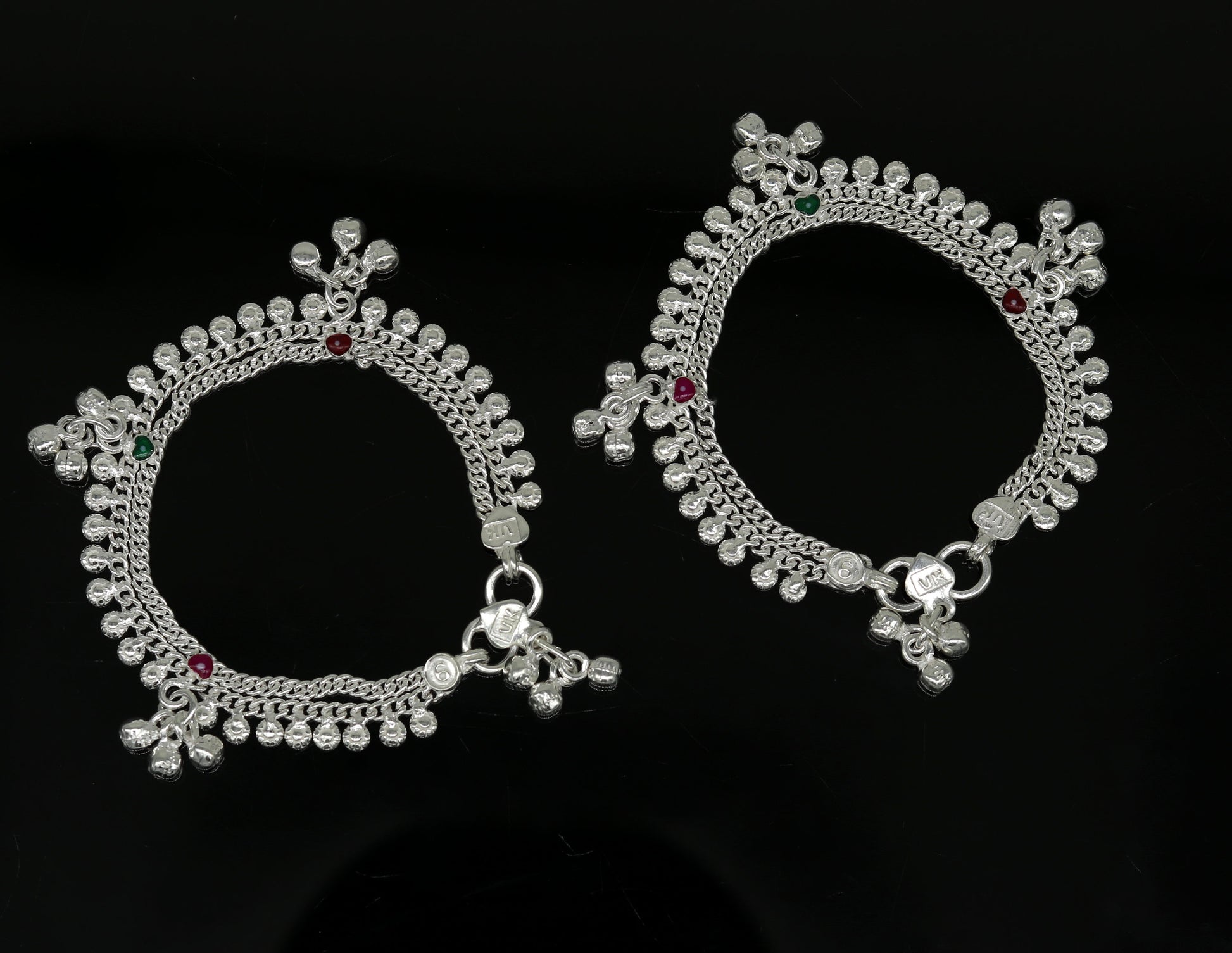 6.2" inches long handmade solid sterling silver awesome baby kids ankle bracelet customized charm bracelet unisex baby jewelry ank234 - TRIBAL ORNAMENTS