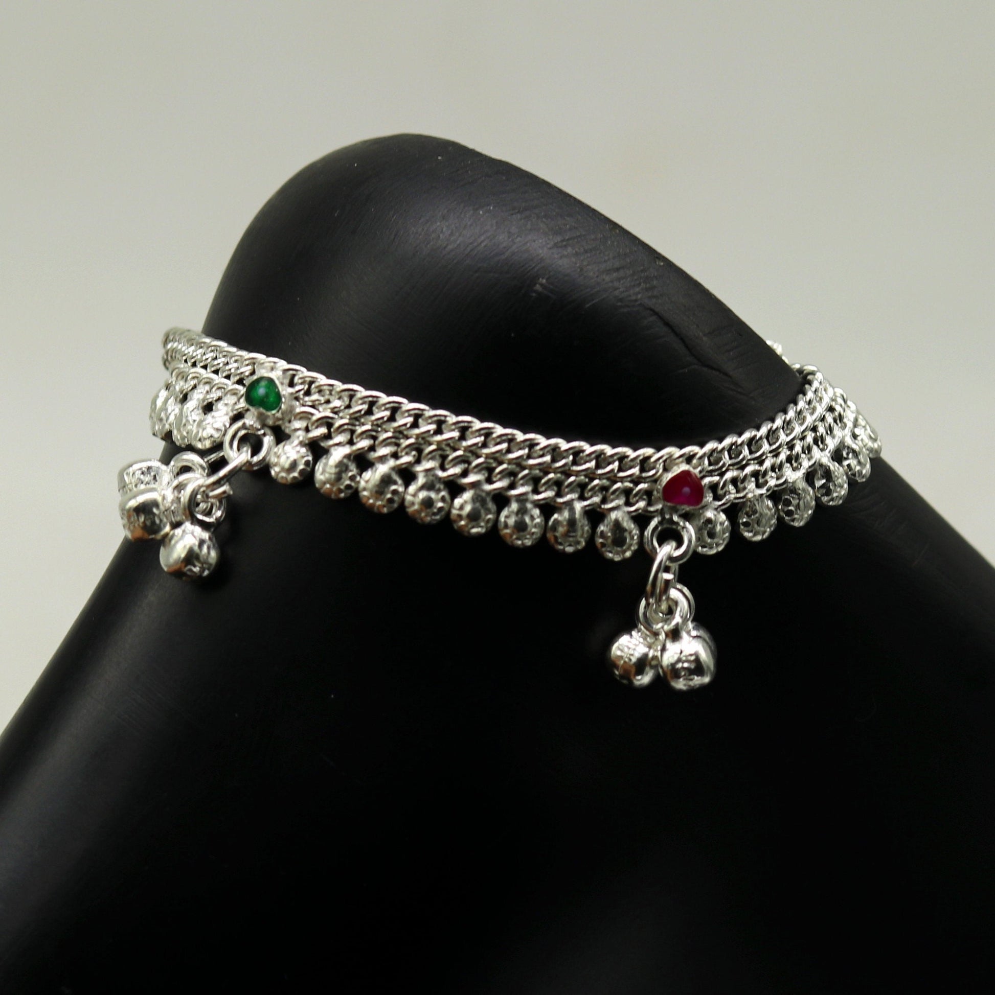 6.2" inches long handmade solid sterling silver awesome baby kids ankle bracelet customized charm bracelet unisex baby jewelry ank234 - TRIBAL ORNAMENTS