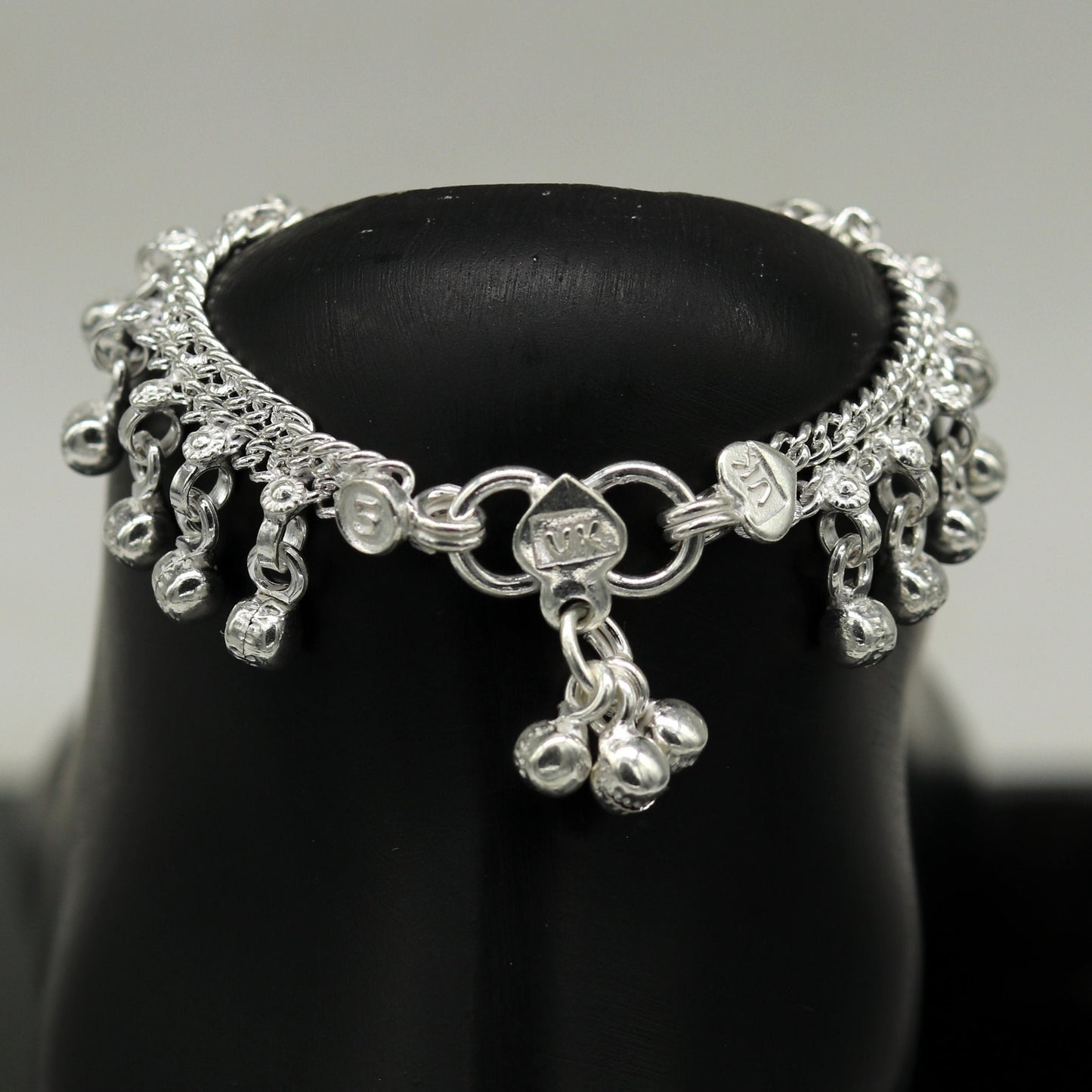 5.2" inches long handmade solid sterling silver new born baby kids ankle bracelet customized charm bracelet unisex baby jewelry ank237 - TRIBAL ORNAMENTS