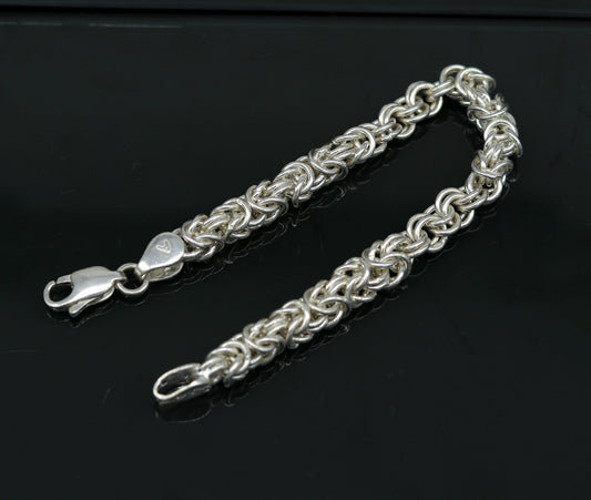 9" inches 925 sterling silver handmade stylish byzantine chain bracelet customized design gorgeous personalized gifting jewelry sbr195 - TRIBAL ORNAMENTS