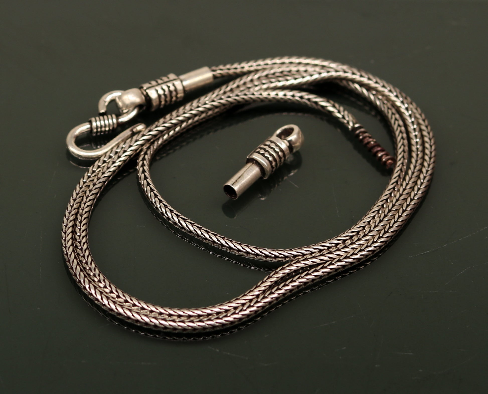 18" to 24" 2mm 925 sterling silver vintage style wheat chain necklace, screw chain, pendant chain for pendant, customized necklace jewelry ch75 - TRIBAL ORNAMENTS