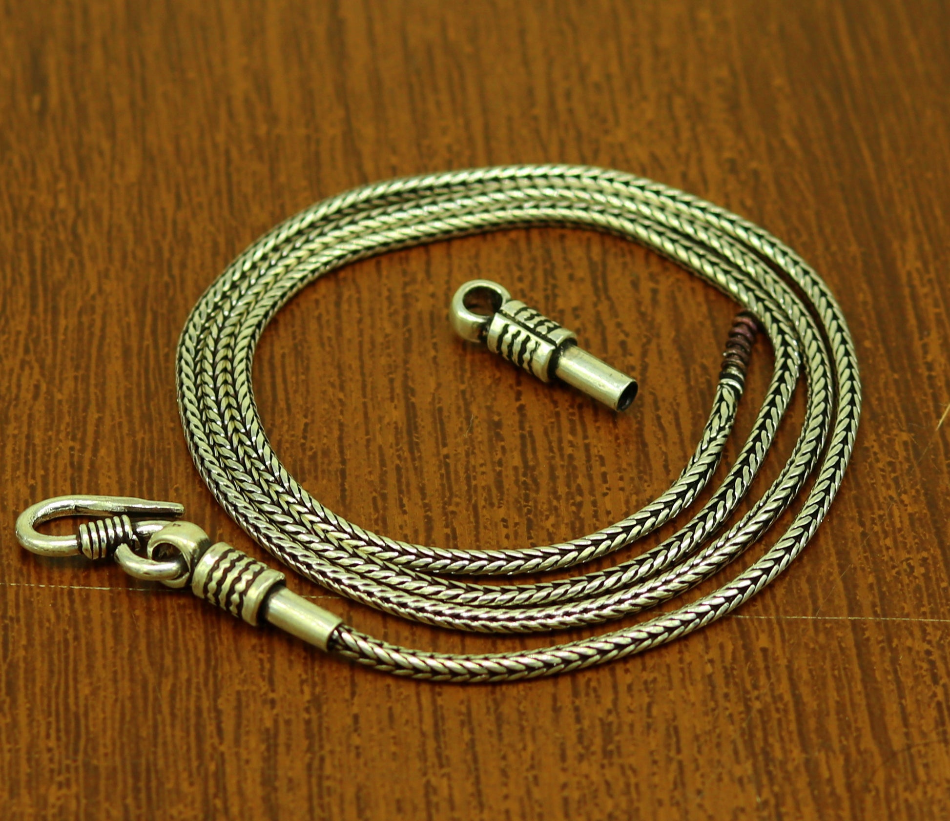 18" to 24" 2mm 925 sterling silver vintage style wheat chain necklace, screw chain, pendant chain for pendant, customized necklace jewelry ch75 - TRIBAL ORNAMENTS