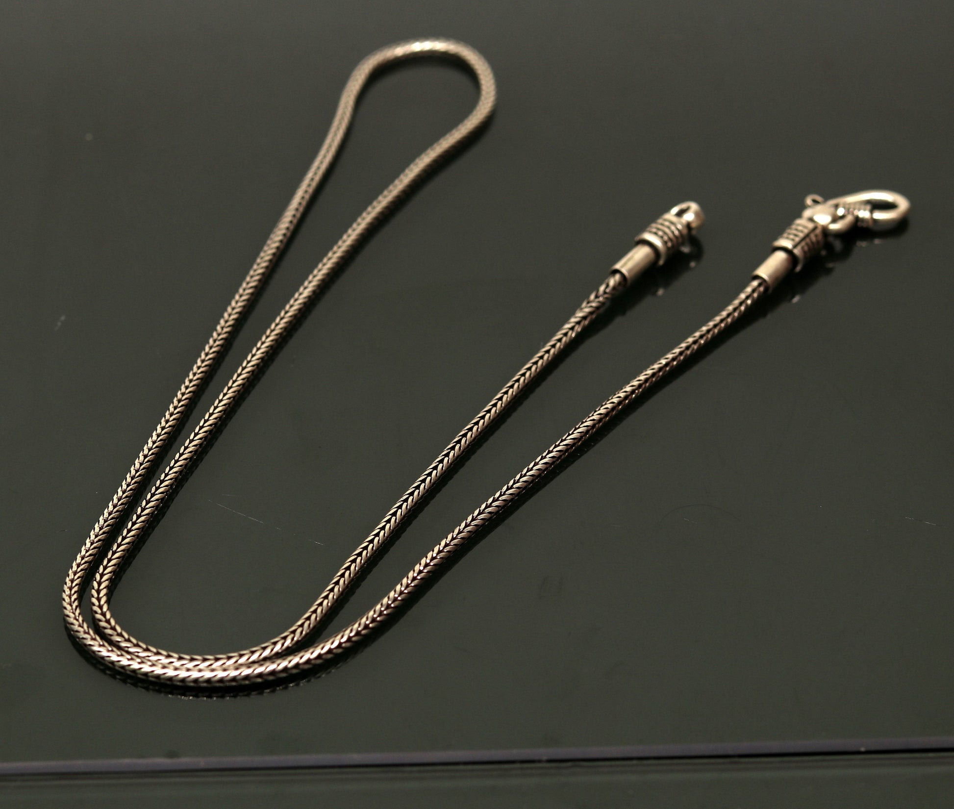 18" to 24" 2mm 925 sterling silver vintage style wheat chain necklace, screw chain, pendant chain for pendant, customized necklace jewelry ch75 - TRIBAL ORNAMENTS