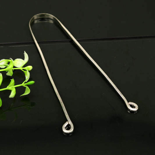 Fine silver handmade tongue cleaner scraper best for daily use and stay healthy top class genuine silver item for better health tc01 - TRIBAL ORNAMENTS