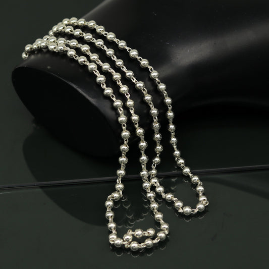925 sterling silver handmade customized design japp mala, 108 silver beads chanting chain necklace for praying mantra to god ch78 - TRIBAL ORNAMENTS