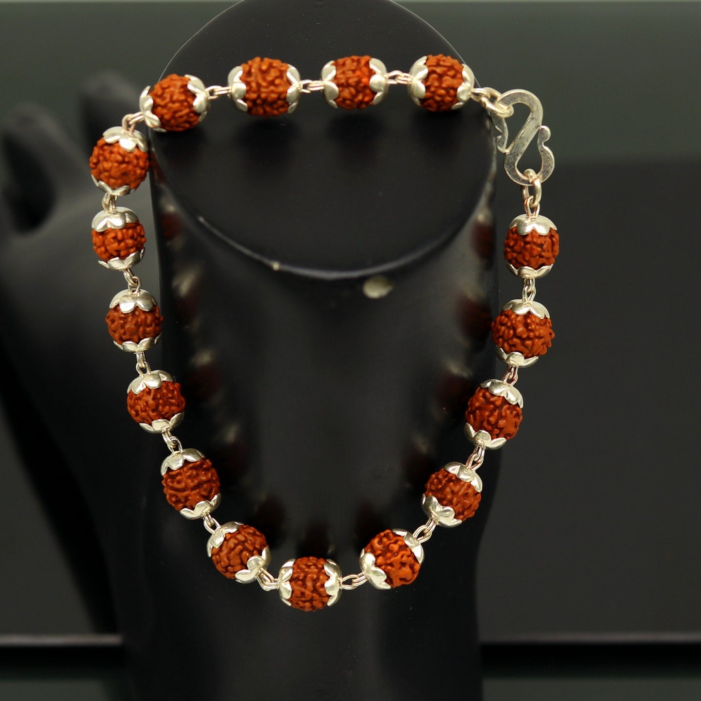 8.5" long handmade gorgeous Rudraksha beads bracelet, excellent customized gifting personalized unisex jewelry from india sbr198 - TRIBAL ORNAMENTS