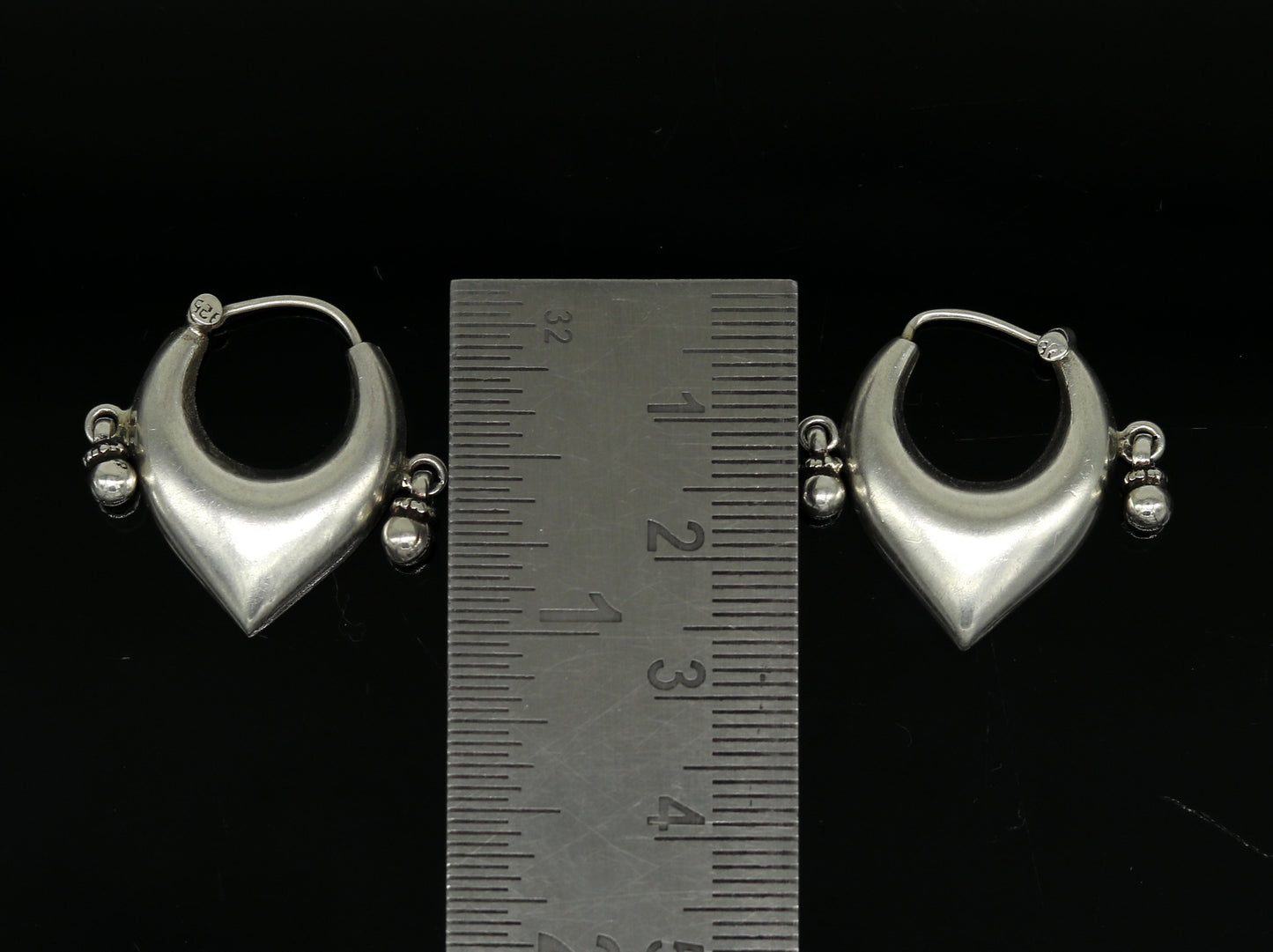 925 sterling silver handmade fabulous hoops earring with gorgeous hanging drops, customized heart shape design earring bridal jewelry s872 - TRIBAL ORNAMENTS