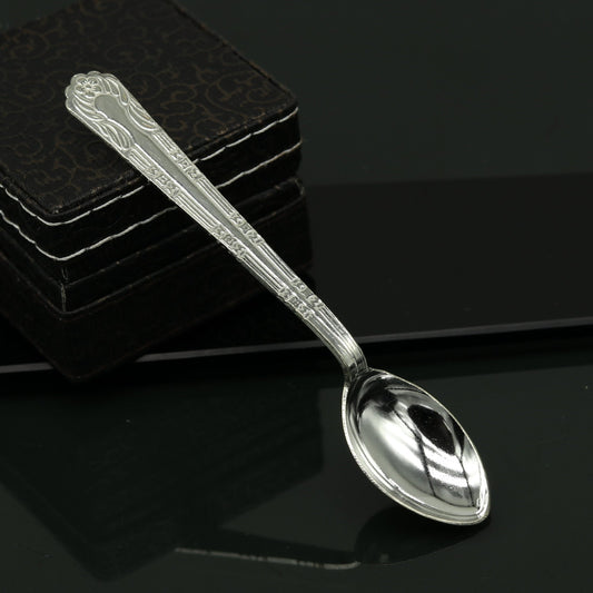 fabulous sterling silver handmade solid silver 5" spoon kitchen utensils, vessels, silver has antibacterial properties, stay healthy sv59 - TRIBAL ORNAMENTS