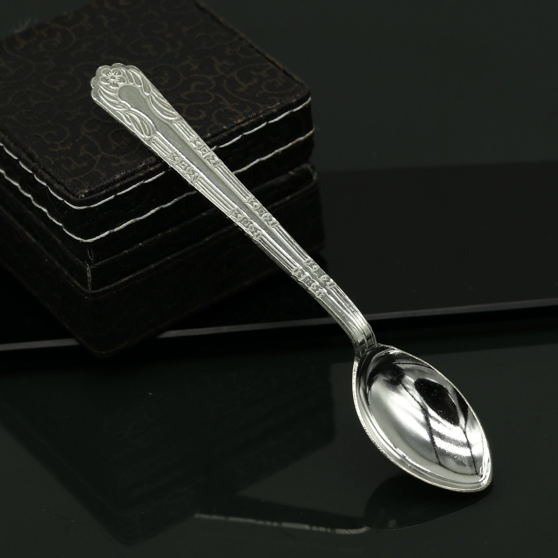 fabulous sterling silver handmade solid silver4.6" spoon kitchen utensils, vessels, silver has antibacterial properties, stay healthy sv60 - TRIBAL ORNAMENTS