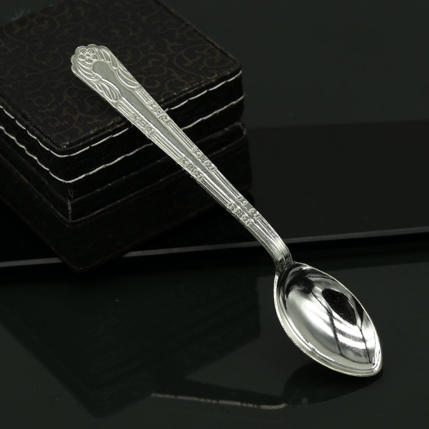 fabulous sterling silver handmade solid silver4.2" spoon kitchen utensils, vessels, silver has antibacterial properties, stay healthy sv61 - TRIBAL ORNAMENTS