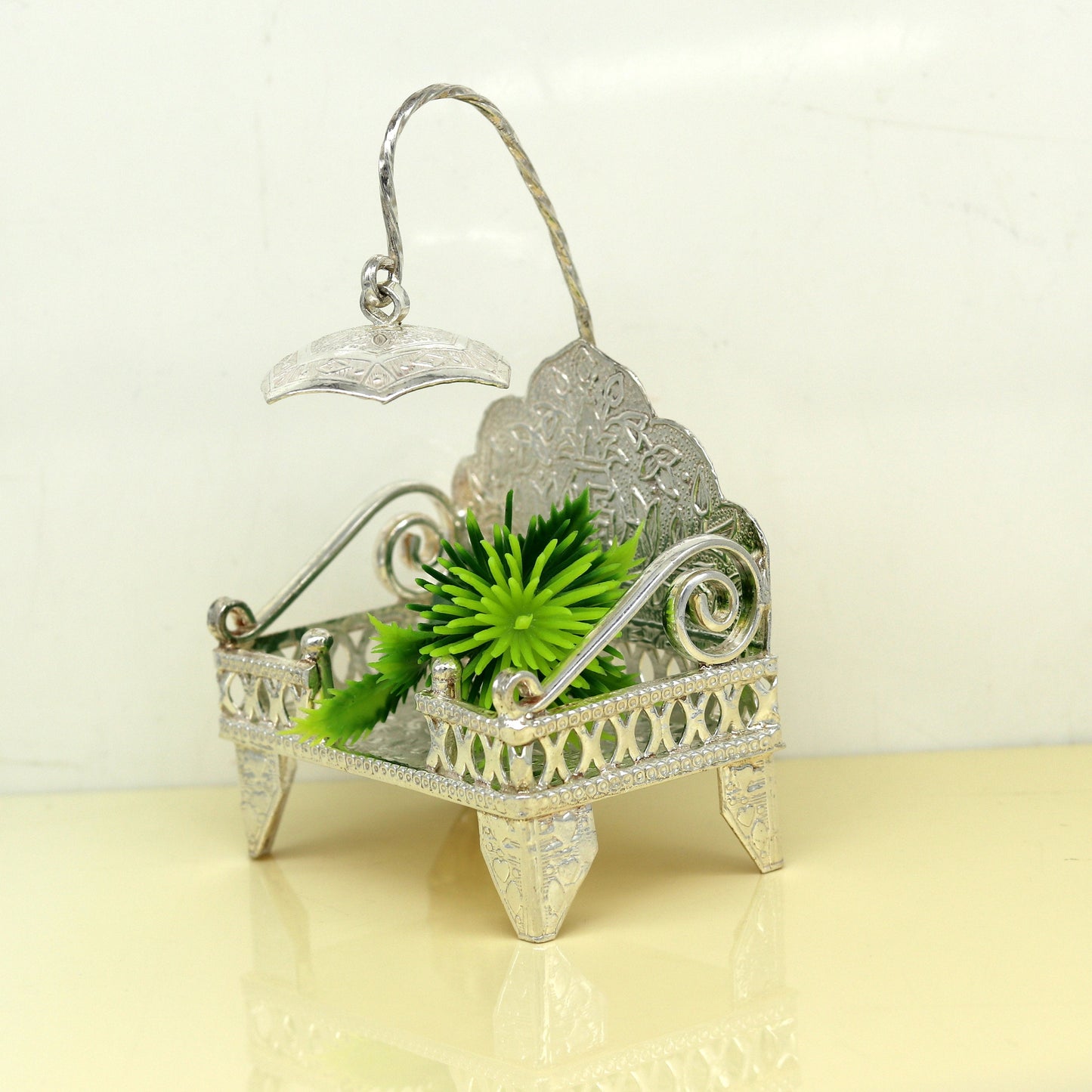 Sterling silver handmade amazing design home mini temple god "the throne" , amazing handcrafting work home decor temple art figurine sst13 - TRIBAL ORNAMENTS