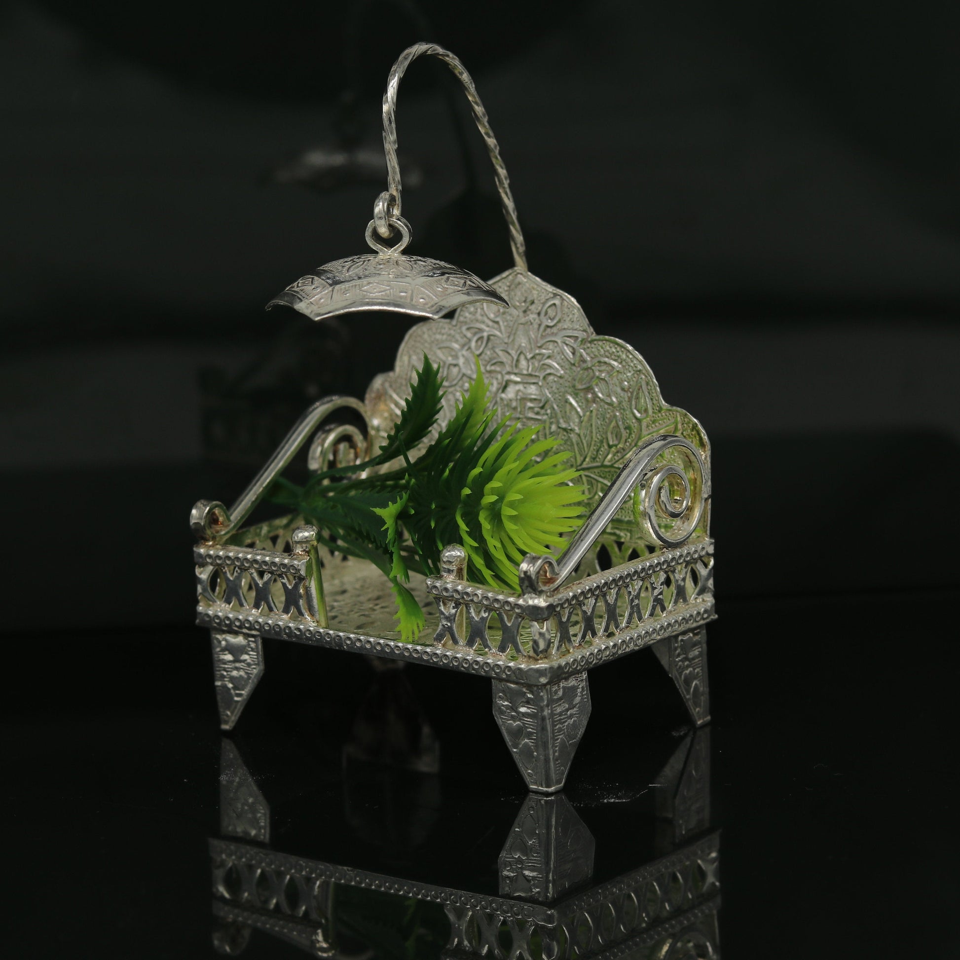 Sterling silver handmade amazing design home mini temple god "the throne"  , amazing handcrafting work home decor temple art figurine  sst13 - TRIBAL ORNAMENTS