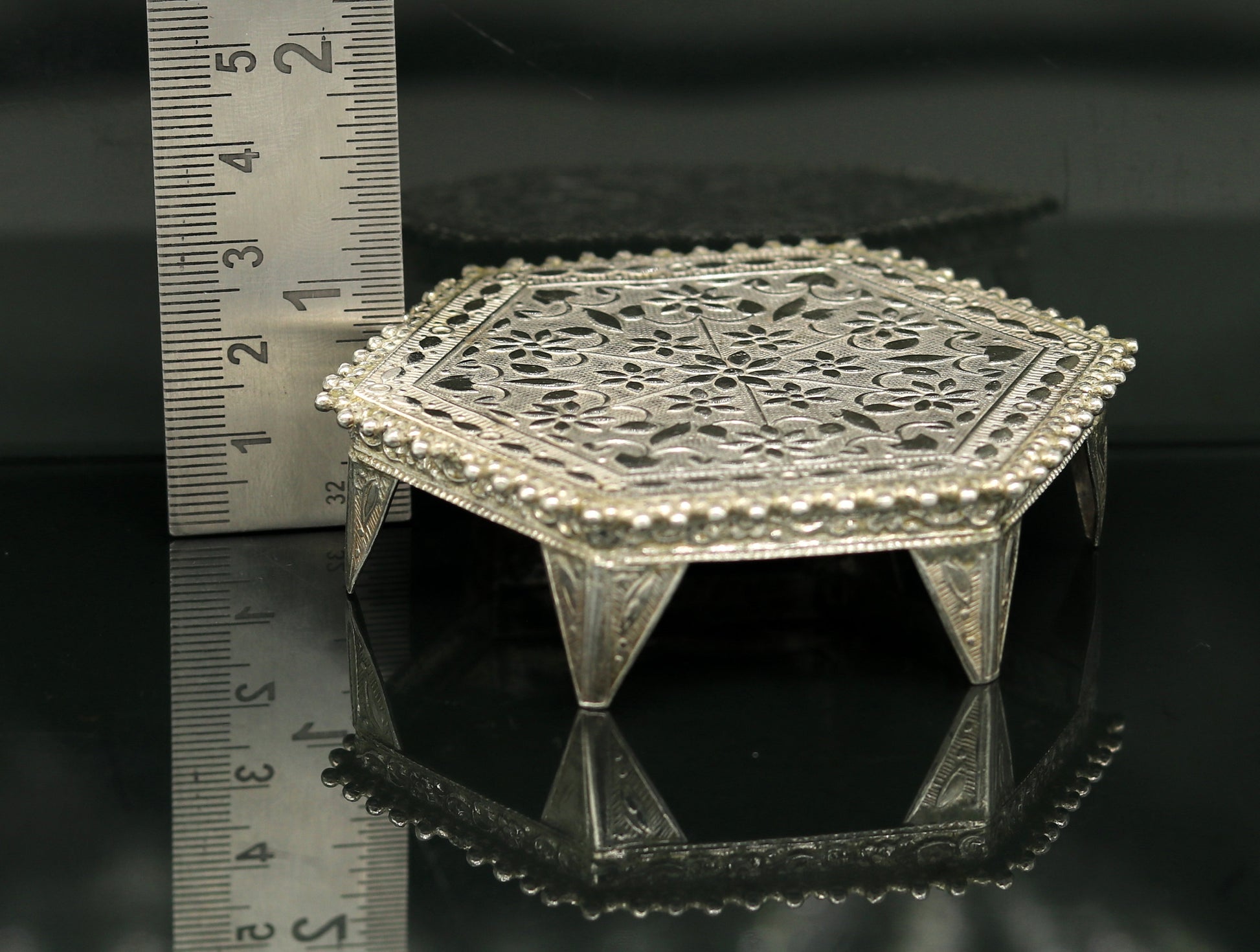 Sterling silver handmade solid silver gorgeous silver handcrafted customize bazot, excellent home puja utensils home temple art nsv84 - TRIBAL ORNAMENTS