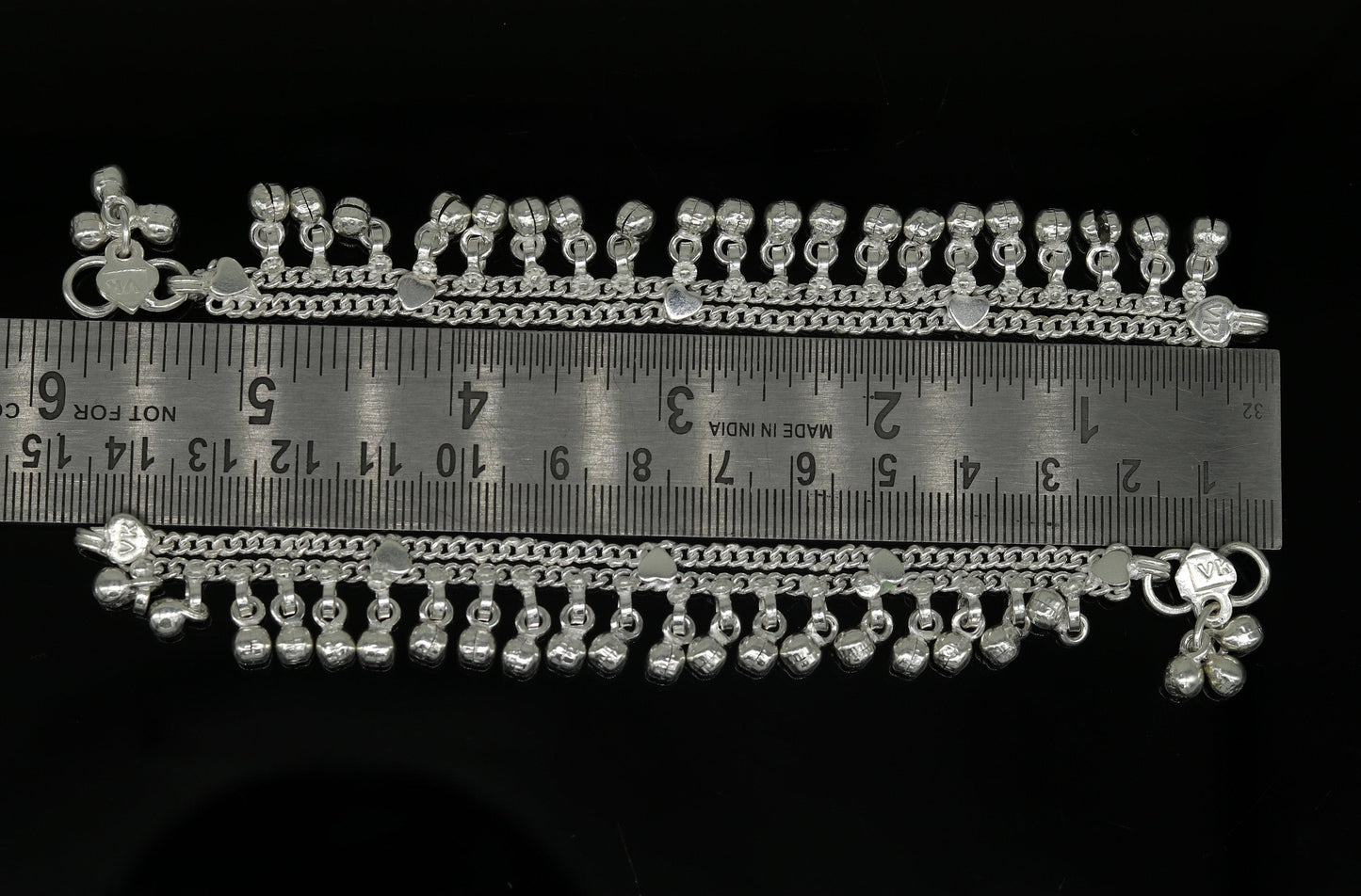 6" long Sterling silver handmade amazing silver ankle bracelet baby anklet noisy sound charm customized anklet personalized gifting ank213 - TRIBAL ORNAMENTS