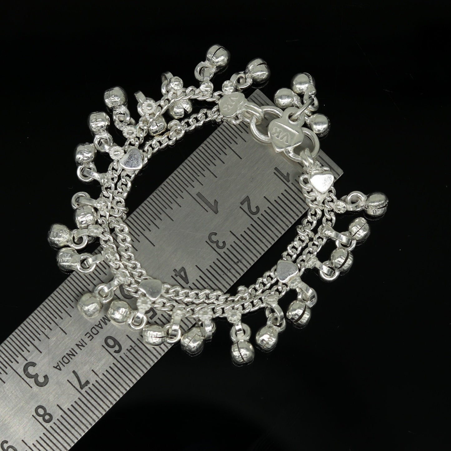 6" long Sterling silver handmade amazing silver ankle bracelet baby anklet noisy sound charm customized anklet personalized gifting ank213 - TRIBAL ORNAMENTS